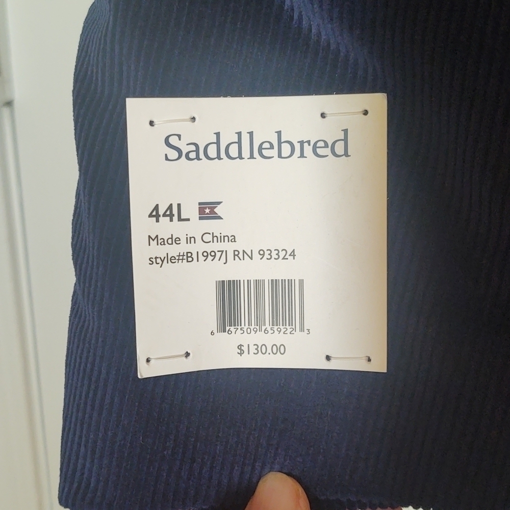 NWT Sadddlebred Navy Heritage Corduroy Sports Coat 44L - Picture 6 of 11
